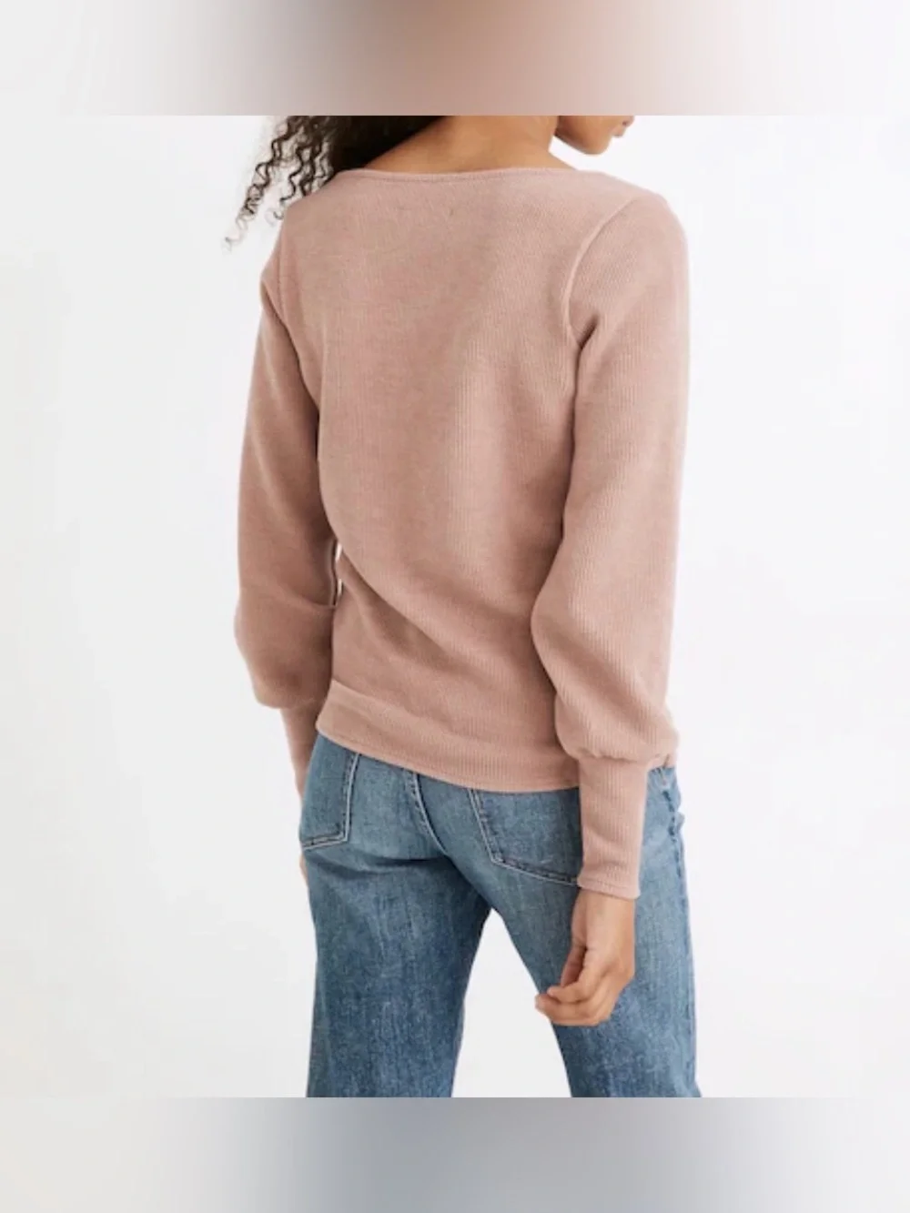 Madewell Ribbed Square-Neck Sweater in Dusty Mauve XS